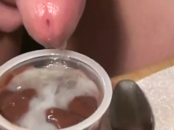 Cumming on pudding then eating - video 2
