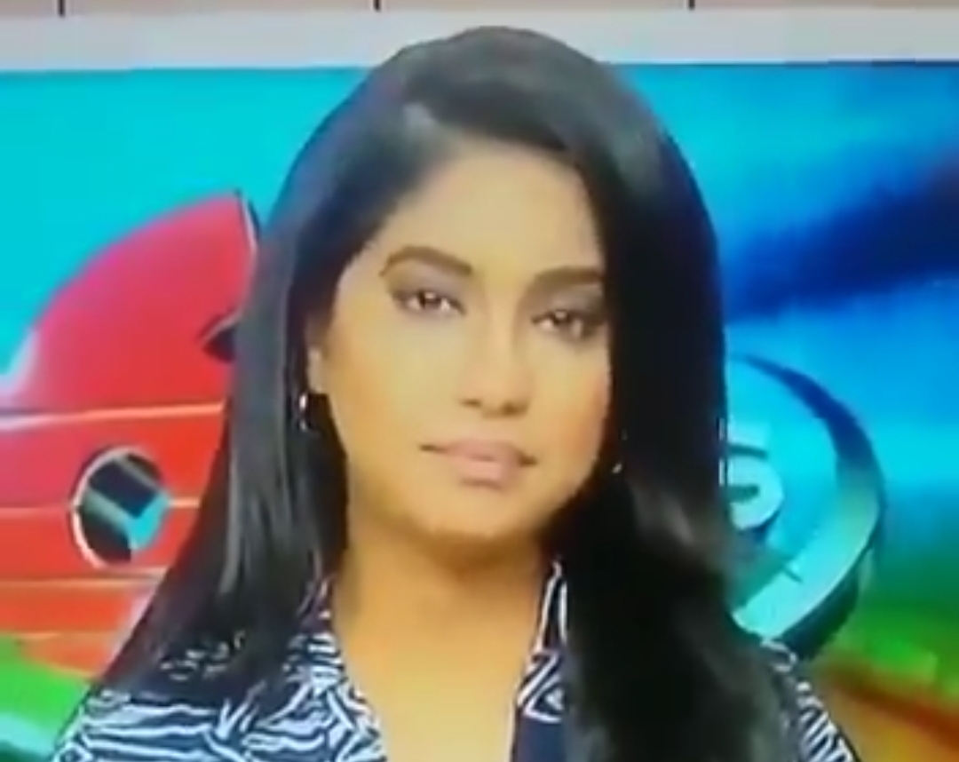 Sexy presenter farts on live tv