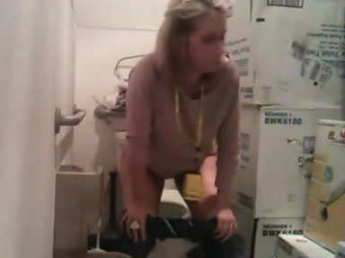 Cute College Girl Peeing in Bathroom