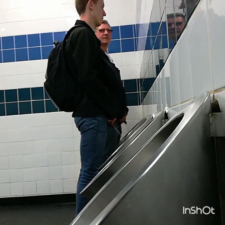 dad and son piss together