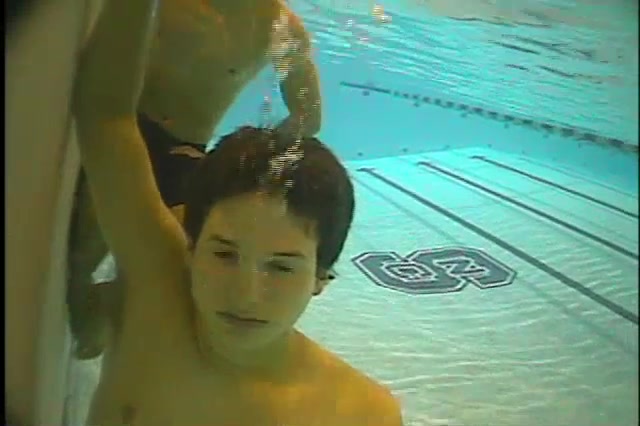 Underwater barefaced cutie letting his air out