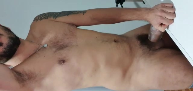 Hairy armpit Dom fucking a toy and cumming