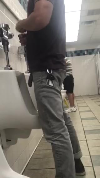 guy with huge cock at urinal