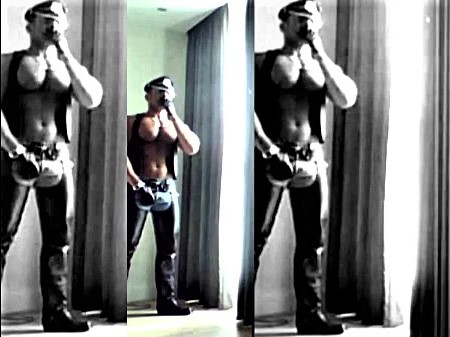 LEATHER MASTER -  HORNY BRIT LEATHER COP STUD 01b - SMOKING - FAN MONTAGE