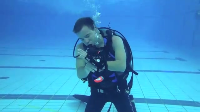 Underwater cutie breathing barefaced
