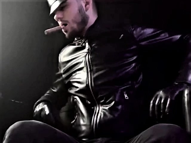 MAN SMOKE ARCHIVE - YOUNG LEATHER MASTER OTTER SMOKES A CIGAR FOR WEB SLAVE