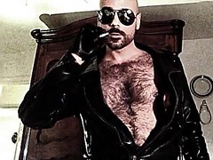MAN SMOKE ARCHIVE - HAIRY ARAB LEATHER MASTER SMOKES A RED FOR CYBER SLAVE