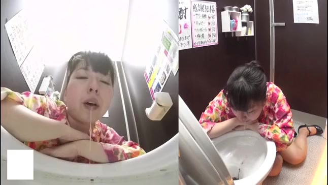 Japanese girl vomiting in the toilet - video 2
