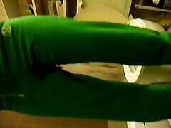 green sweatpants pee