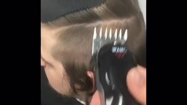Preparing sissy hair for a blowjob hair