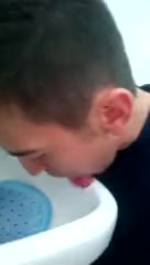 Fag licking urinal