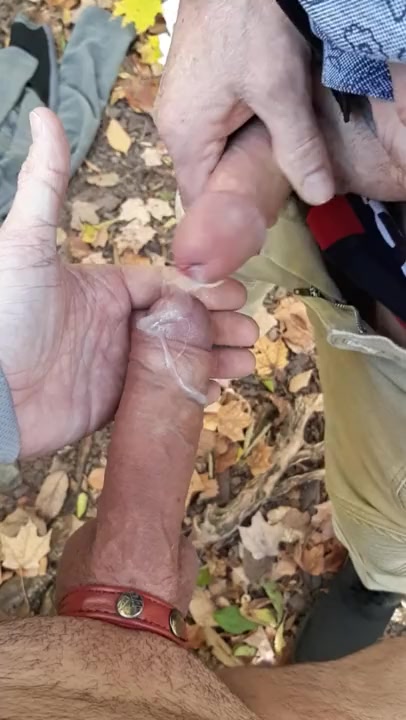 Handjob group in the park