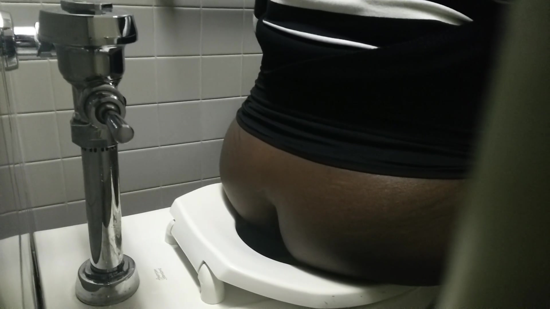 Thick Ebony Milf on public toilet