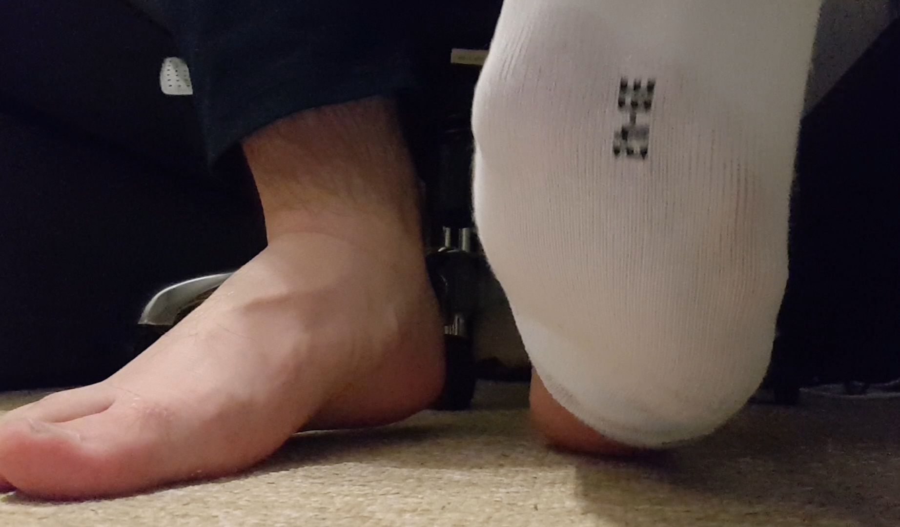 White socks and stinky male feet