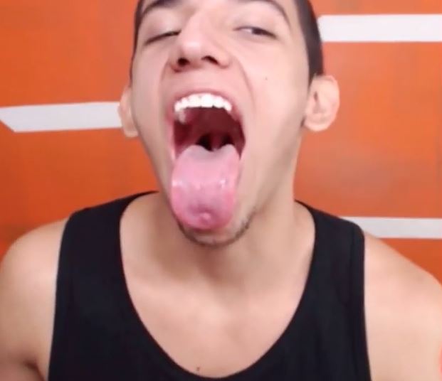 Hot guy showing all his mouth insides