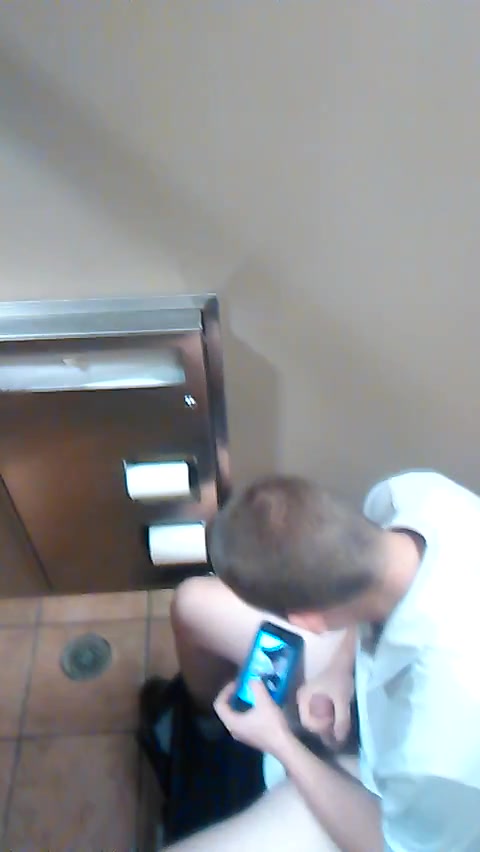 Mall employee wanking in stall