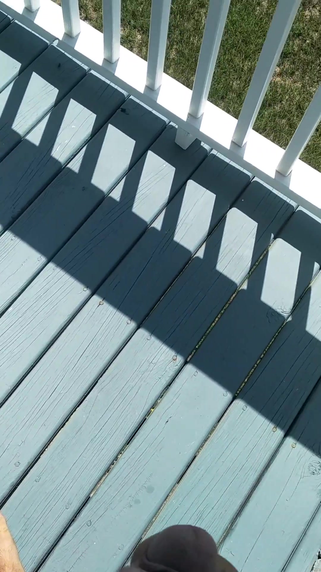 cumming on balcony