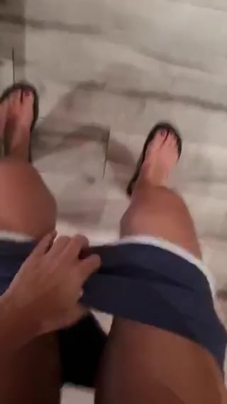 Desperate Girl Peeing in Shorts and Toilet