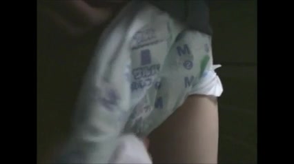 checking japanese girl's wet diaper in public