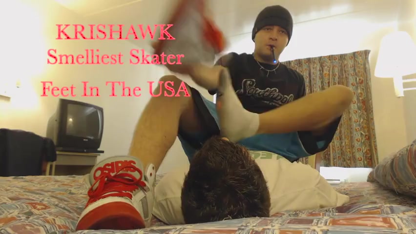 dominant skater teen forces twink to sniff socks, sneakers and feet