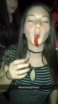 Girl swallows gummy worm