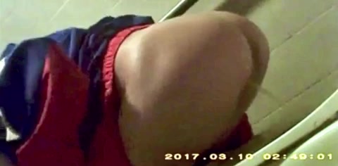 Girl squats over public toilet and pees forcefully