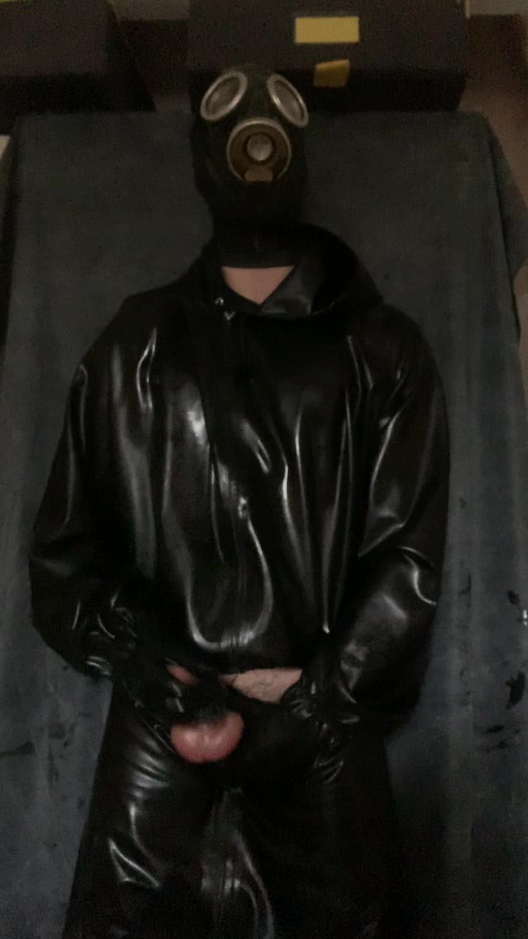 Rubber Tracksuit Wank and Cum