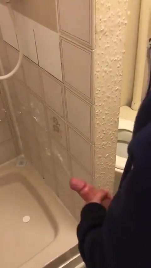 Chav guy with big dick pissing and jerking