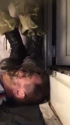 Head trampling under dirty boots