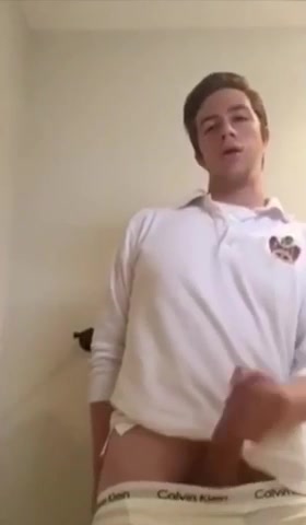 Sexy Preppy Guy Shows of His Uncut BWC & Ass and Cums