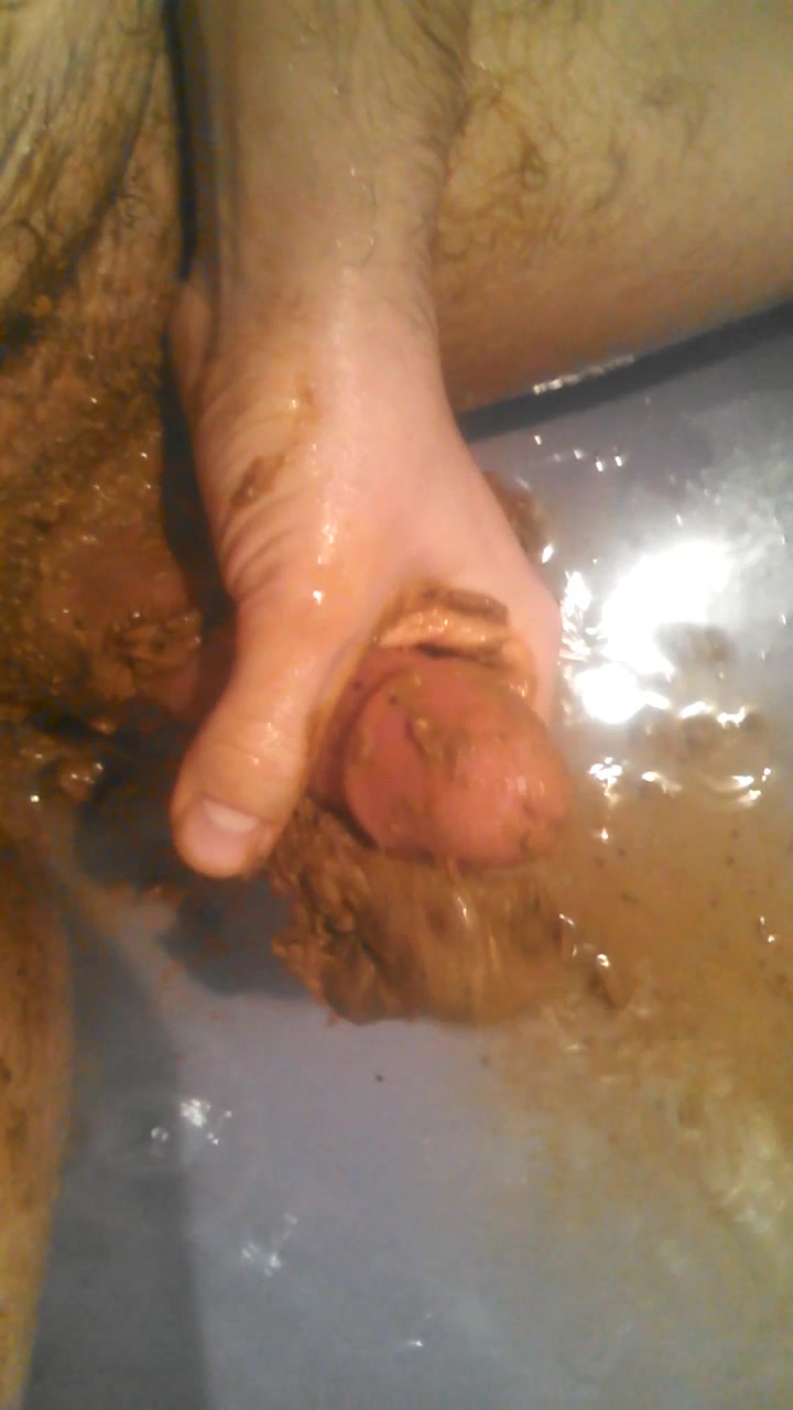 scat covered Cock part 2 with cumming in shit