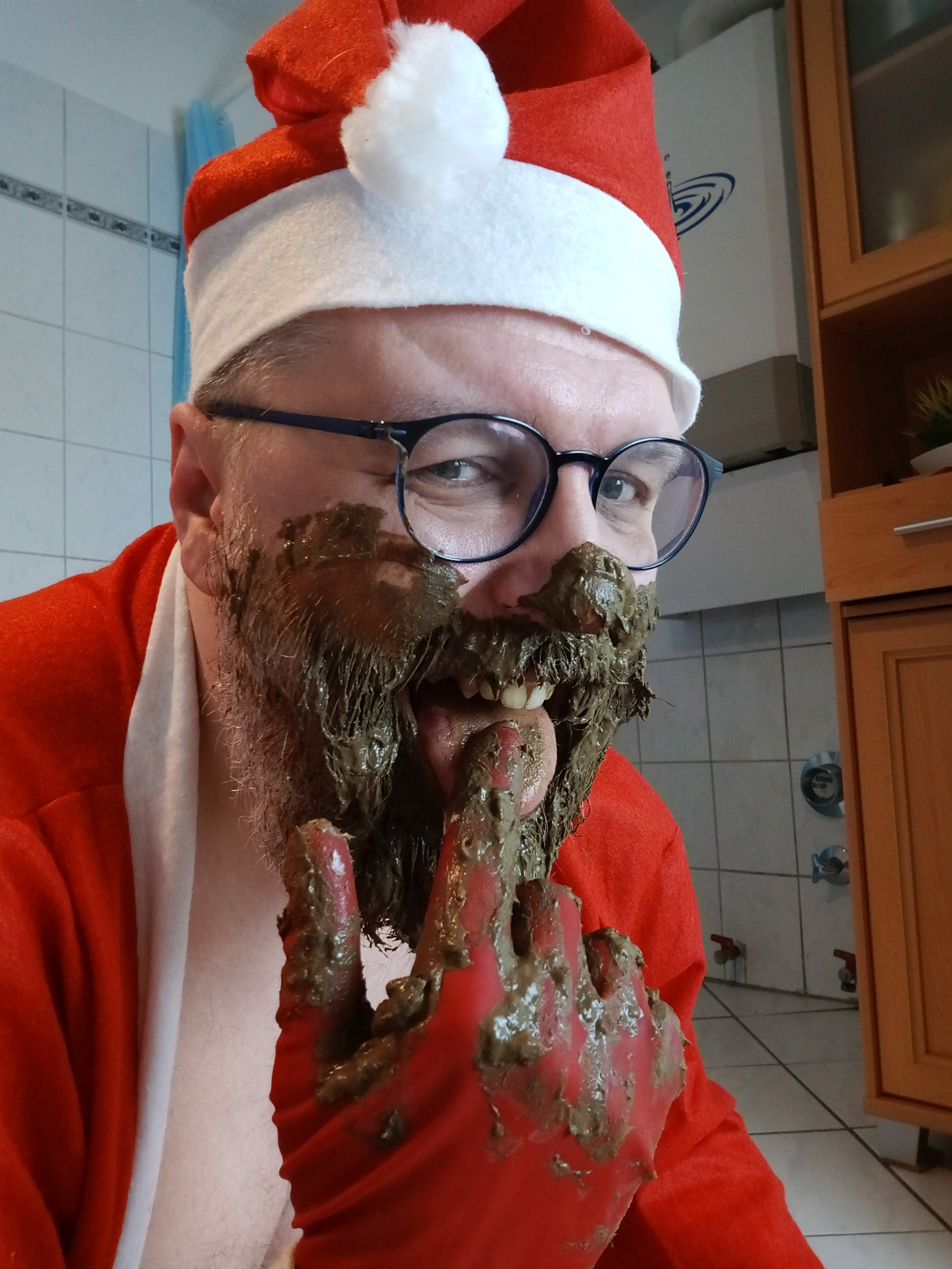 Dirty Scat Santa 2 Pt 5 - Sucking the Rubber Gloves