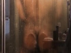 Hot black guy showering