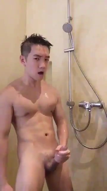 CHINESE BOT WITH HARD DICK IN SHOWER