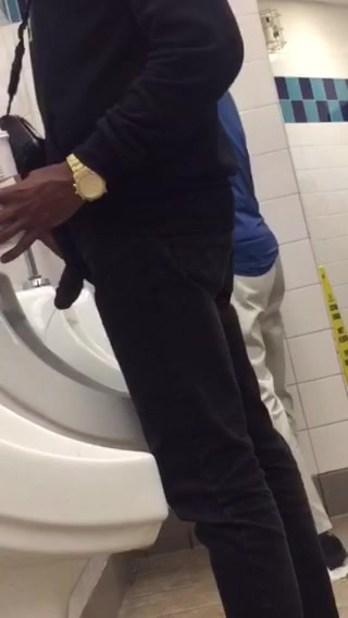 Black guy urinal spy