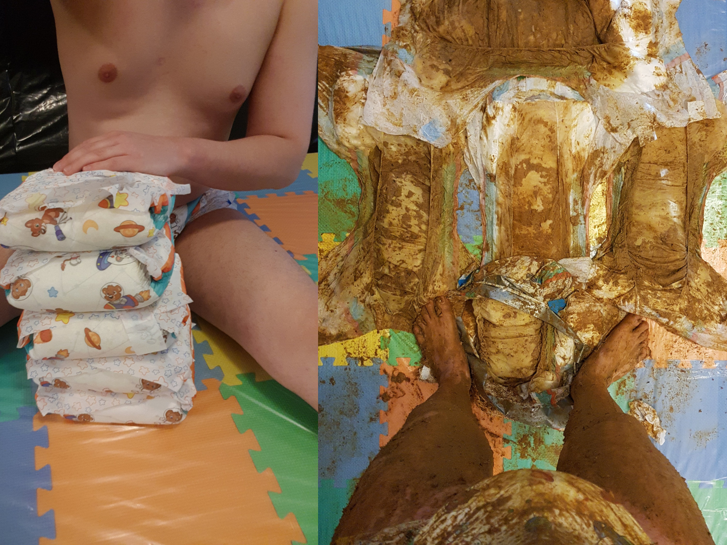 Smearing dirty diapers