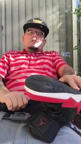 Sneaker pig busts nut on balcony