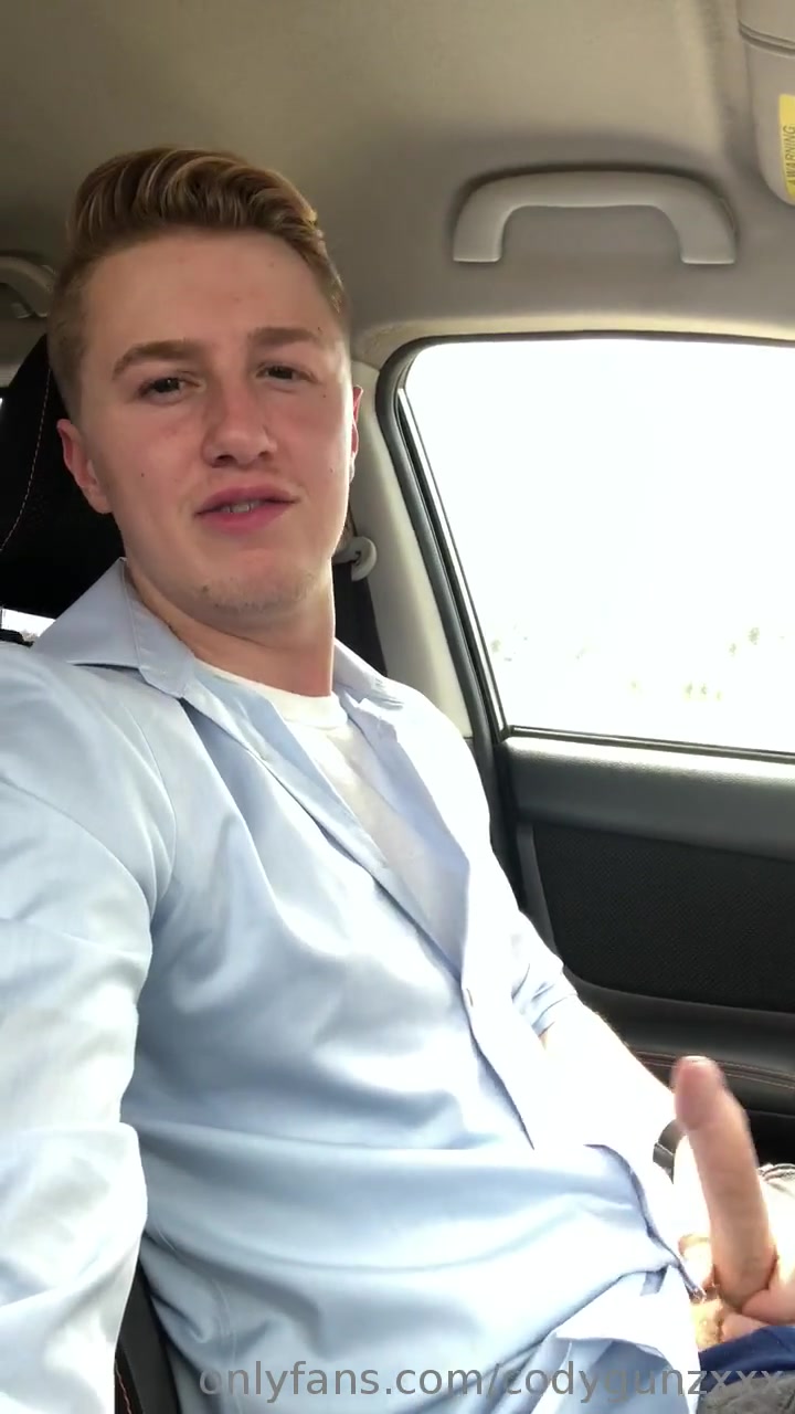 CODY STROKING HIS COCK IN THE CAR
