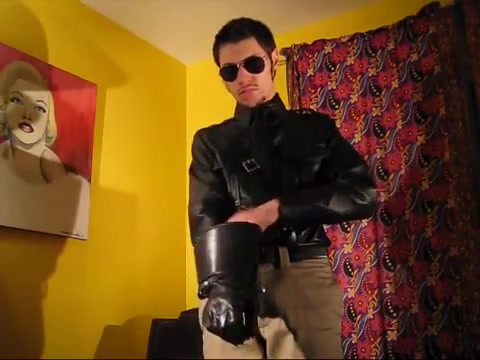 Guy leather gloves sex - video 2