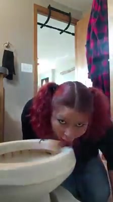 Cute Girl Licking Toilet