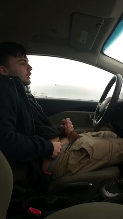 Young Guy Spontaneous Jerk off in Car