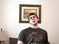 Cute Nerd Student in Glasses Wanks off his Cock on Cam