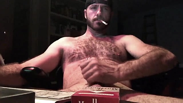 MAN SMOKE ARCHIVE - HAIRY STUD STROKES & SMOKES A RED