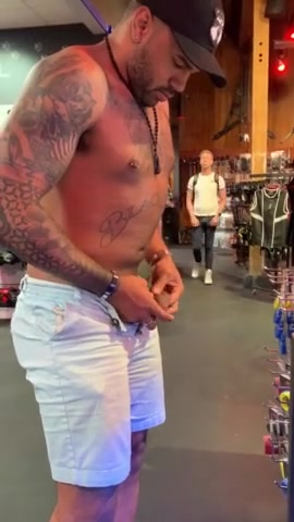 Daddy trying cockring in the store