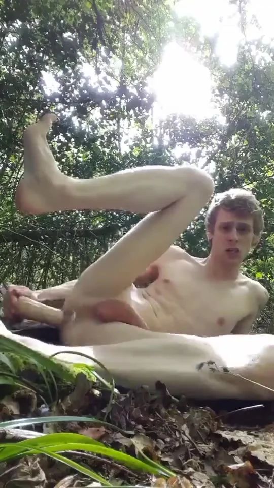 Skinny Hung Twink Dildo Pounding His Hole In The Wood