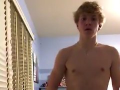 Blond twink's gf asked him to do an ass shaking video