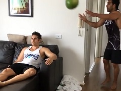 Friend throws watermelon at hot guy\