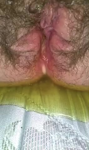 Super Hairy Pussy Making a Golden Pee Puddle