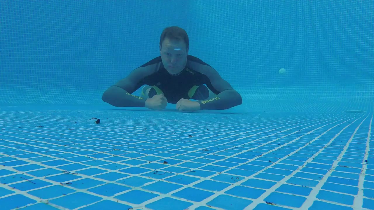 Barefaced cutie underwater in tight wetsuit
