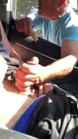 Daddy helps bro cum big in car